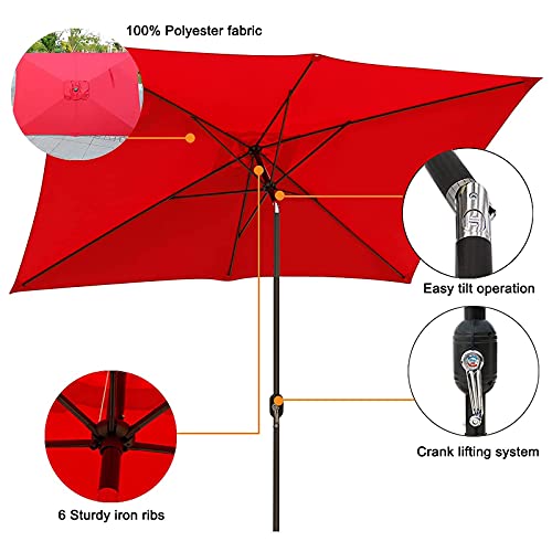 Parasol rectangular 6.5x10 para mesa de jardín, terraza y mercado con botón de inclinación 3