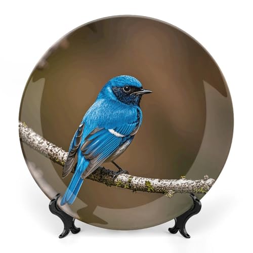 Plato decorativo Blue Bird de porcelana 7 in miniatura 1
