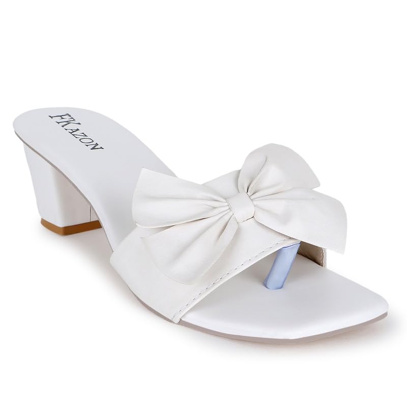 Image of Women's Stylish Block Heel Sandals with Bow Design - FK 516 BLUE HEEL A1 P