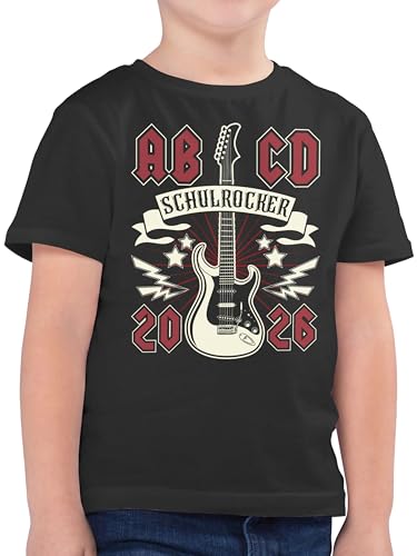Kinder T-Shirt Jungen - Einschulung Junge - ABCD Schulrocker - 140 (9/11 Jahre) - Anthrazit - schulkinder Geschenke Jungs Shirt Schulkind schulanfänger ab cd Tshirt gastgeschenke einschulungsshirt
