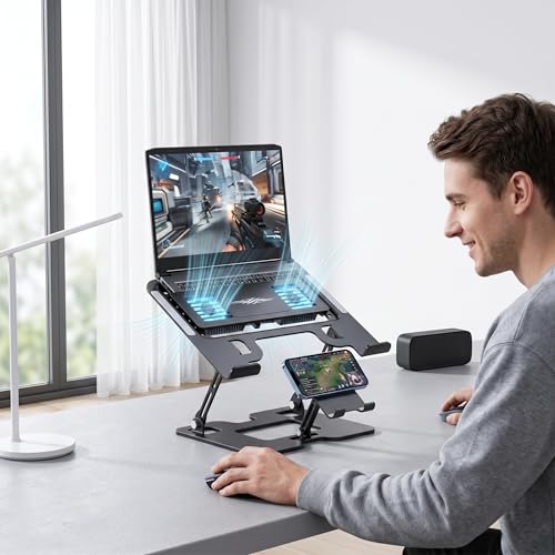 Support ventilé pour ordinateur portable idéal pour télétravail avec éclairage RVB - 4