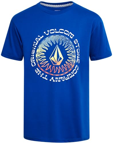 Volcom Boys T Shirt - Cotton Blend Short Sleeve Graphic Tees for Boys - Cool Casual Graphic T Shirts, Size 14, Royal Blue Explorer