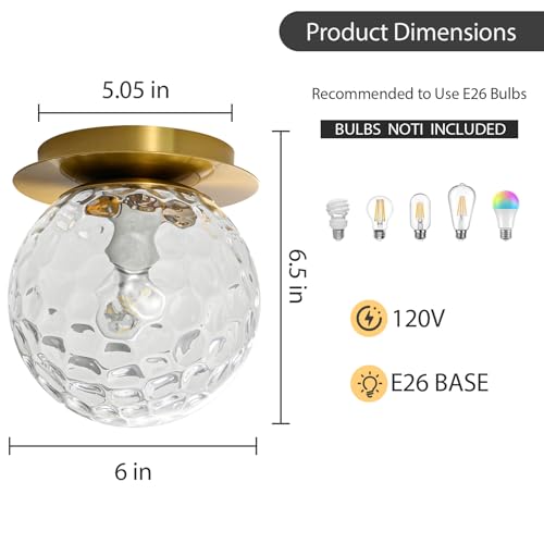 Image of Modern Gold Globe Wall Sconce,Single Light with Clear Glass Shade