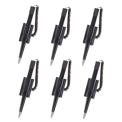XNHIU Counter Pens Secure Counter Pens Adhesive Back Base Pen Holder Black Desk Pen Reception Ballpoint Pen for Office Supplies (6)