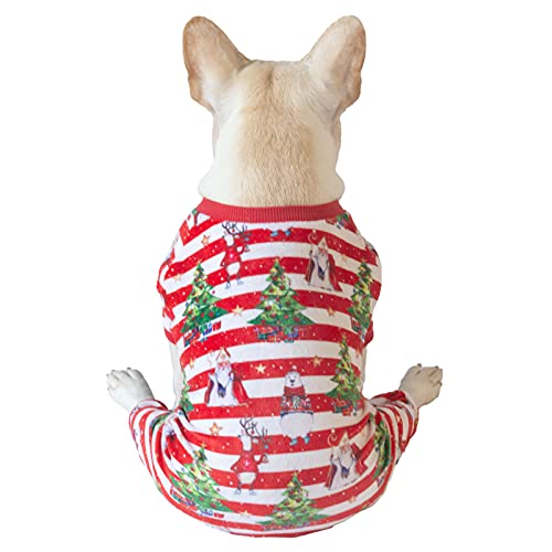 Image of CuteBone Christmas Dog Pajamas Shirt Winter Holiday Cute Pjs Pet Clothes Bodysuit for Doggie Onesies P186S