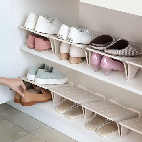 NILKANTH – Plastic Shoe Organizer, Double-Layer Shoe Rack (Multicolor, Pack of 8)| Free-Standing Shoe, Slipper Stand, Shelf & Stacker | Space-Saving Closet Storage Solution