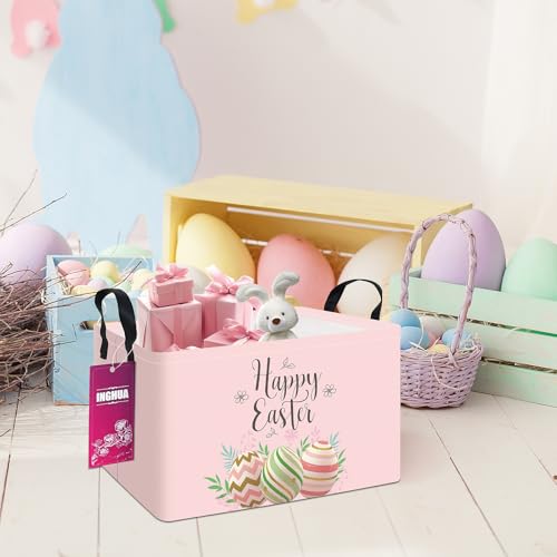 Image of Rectangular Easter Storage Basket | Fabric Organizer Bin for Books,Clothes,Gifts,Pets-Perfect for Home,Office,Nursery,Dorm,Shelf(Easter egg)