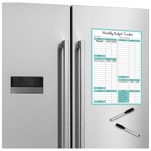 SOL 2pk A4 Magnetic Monthly Budget Tracker for Fridge Reusab
