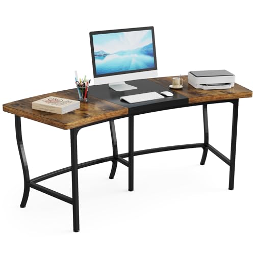 71 Inches Computer Desk with Arc-Shaped Tabletop, Large Office Desk Writing Table for Home Office