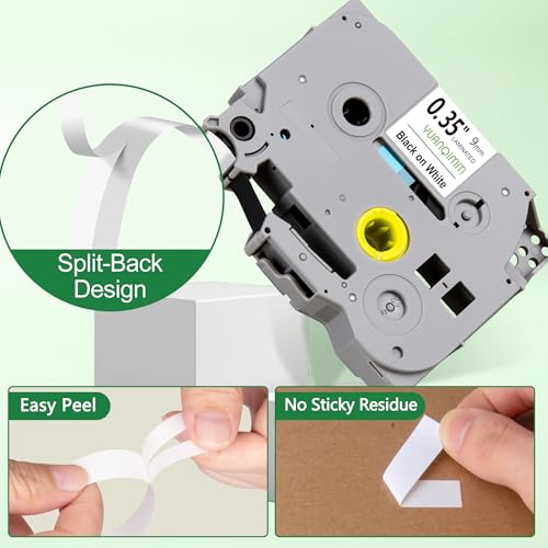 Cintas TZe221 laminadas de 9mm con adhesivo resistente para impresoras P-Touch PT-D410 pack de 20 6