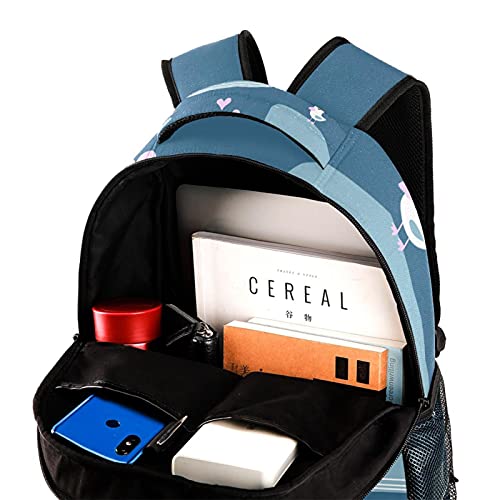 Sac à dos ordinateur portable grande capacité décontracté imprimé baleine bleu - 4