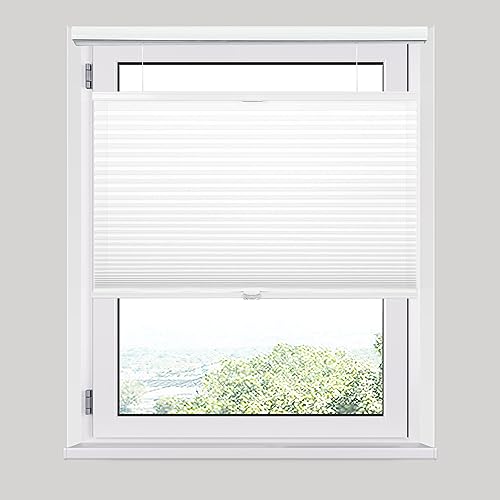 Allesin Top Down Bottom Up Cellular Shades, Cordless Honeycomb Blinds, Blackout Cellular Shades, Room Darkening Honeycomb Shades, Light Filtering(White,32"x64") Cordless Cellular Shades