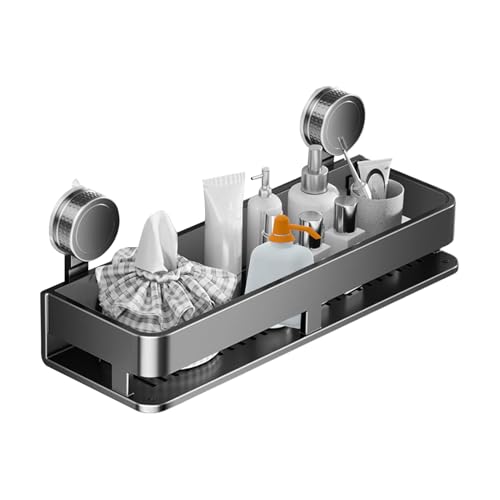 Soporte para objetos con ventosa – Almacenamiento montado en la pared para especias con ganchos extraíbles, bandeja antioxidante sin taladrar, jabonera para casa, cocina, cuarto de baño