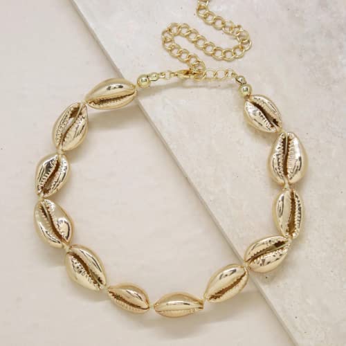 Ettika Gold Necklaces, Choker Necklace for Women. Golden Cowrie Shell In 18k Gold Plated. Birthday Gifts For Women, Jewelry4