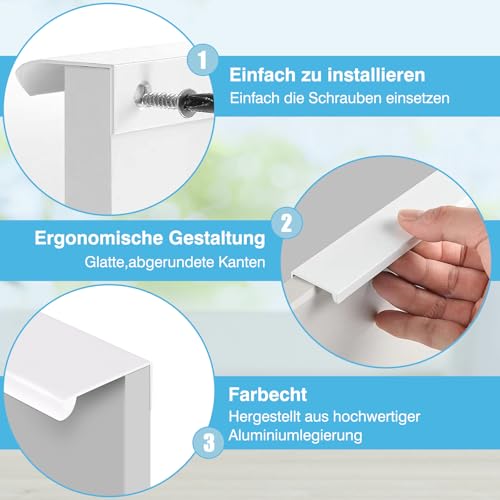 KASURE 10 Stück Schrankgriffe,Griffe Verdeckt, Verdeckte griffe für Küchenschränke,Unsichtbar Küchengriffe Türgriff Für Schränke,Geeignet Für Schränke,Schubladen,Schranktüren(Weiß)