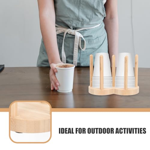 Organisateur en bois pour gobelets jetables NUOBESTY à 2 compartiments