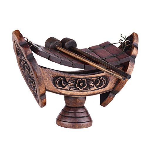 Muslady 8 Notes Xylophone Teak Wood Thai Traditional Percussion Musical Instrument Art Craft Wooden Ornament Decoration Gift for Home Office with Mallets