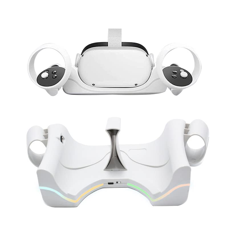 Oculus Quest 2 Cargador de carga Base de carga antideslizante con indicador de luz 2 modos de visualización estación de carga magnética rápida para Oculus Quest 2 VR Headset Controller