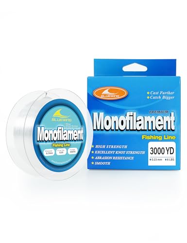 Image of BLUEWING Monofilament Fishing Line Clear Mono Fish Wire Thin Diameter String 6-400 lbs, 50-3000 Yards