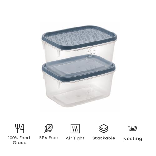 Image of All Time Polka Food Storage Containers 500 ml Each | Set of 2 | BPA Free Plastic Airtight Kitchen Boxes for Refrigerator, Fruits, Vegetables, Snacks & Pantry | Lilac /Turquoise /Yellow (411 X 2)