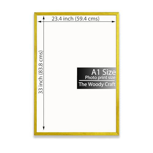 Image of A1 Size Photo Frame | Yellow Photo Frame For Wall | Minimalist Wall Frame | Wooden Photo Frame For Living Room | Artistic Big Photo Frames For Wall | Ideal Empty Frames For Wall Decor