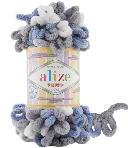 Image of Alize Puffy Color Baby Blanket Yarn Lot of 4skn 400gr 39.3 yds 100% Micropolyester Soft Yarn Hand Knitting Yarn (6075)