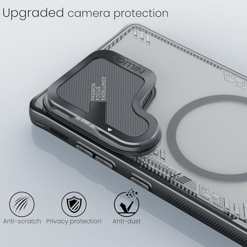 Image of Nillkin Magnetic for Galaxy S25 Ultra Case Clear, Compatible with Magsafe, Never Yellow & Biodegradable Material, Translucent Case with Kickstand & Camera Cover for Samsung Galaxy S25 Ultra, Black