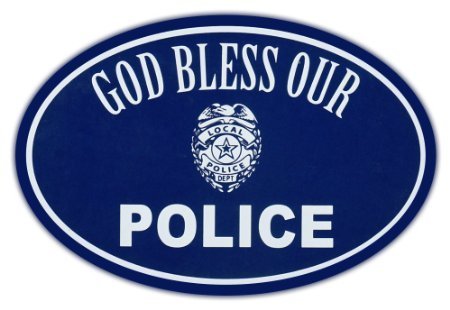 Oval Car Sticker - God Bless Police - Support Law Enforcement - Bumper Sticker - Sticker Graphic - Auto, Wall, Laptop, Cell, Truck Sticker for Windows, Cars, Trucks, Tool Boxes, laptops