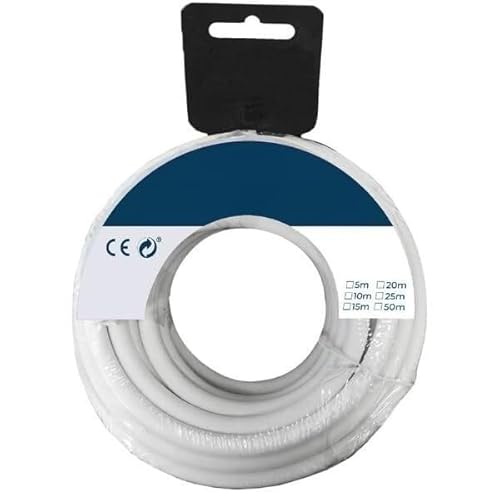 PRENDELUZ Carrete de cable paralelo 2x0,50 mm blanco 10 m para audio, ideal para conexiones de sonido y distribución de señales eléctricas.