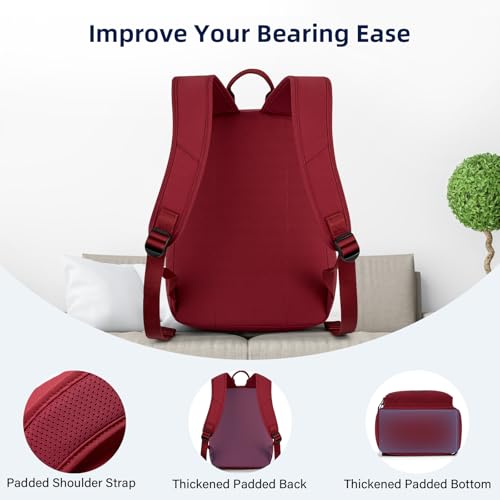Image of HanTrip Carry On Travel Backpack For Men Women, 13 Inch Small Mini Work Bag Personal Item Backpacks, Camping Back Pack Lightweight Hiking Daypack For Office Nurse Commuter (Burgundy)