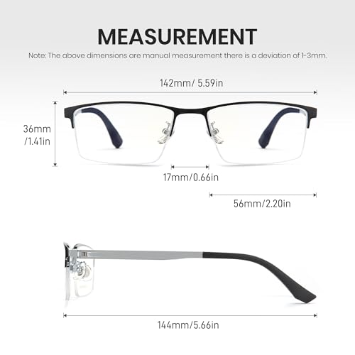 Image of Cyxus Titanium Frame Glasses for Men Semi Rim Eyewear Square Clear Lens Glasses Interchangable