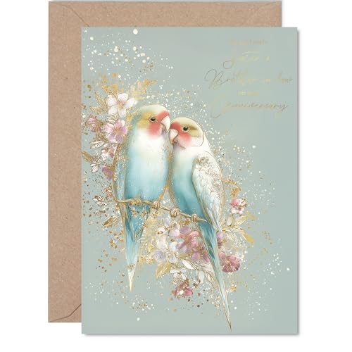 Carte anniversaire belle-sœur et beau-frère oiseaux pastel