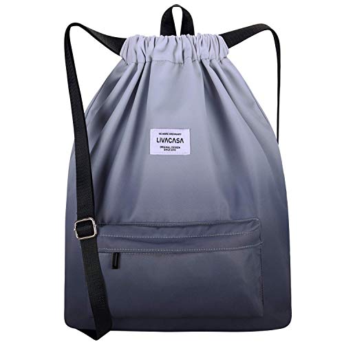 LIVACASA Mochilas de Cuerdas Ancho Hombre Mujer Grandes Bolsas de Gimnasio Cordones Cómodos