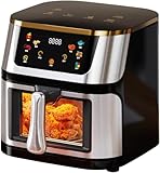 AK Air Fryer 10L Large Capacity Digital Touchscreen – Family Size Oil-Free Hot Air Fryer with 1400W Power, 360° Surround Heating, Healthy Low-Fat Cooking Appliance, ABS+PP+Stainless Steel Body