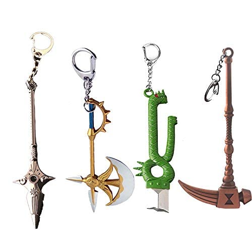 4PCS Anime The Seven Deadly Sins Escanor Porte-clés Nanatsu no Taizai Axe Weapon Ouvreur Hommes Voiture Porte-clés Porte-clés Cadeau Fans Bijoux Cover