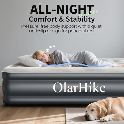 Image of OlarHike Air Mattress Queen with Built in Pump, 18 inch H Blow up Bed, 700lb