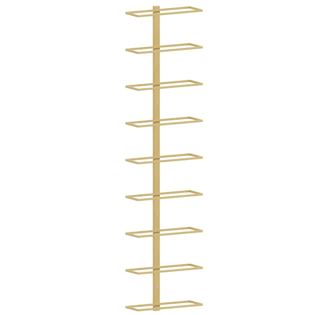 Wand-Weinregal für 9 Flaschen Golden Eisen, Modernes Weinlager Regal aus Metall, Stabile Wandhalterung für Weinflaschen Aufbewahrung, Elegantes Design für Küche Bar