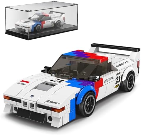 Mould King Speed Champions BMW M1 Model Car Building Kit with Display Case, 27062 Sports Car Building Blocks, Race Car Toy for Adults and Kids 8+, 411 PCS