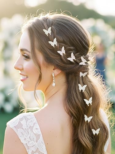Pinzas para el cabello mini mariposa doradas con pedrería 15 pcs miniatura 3