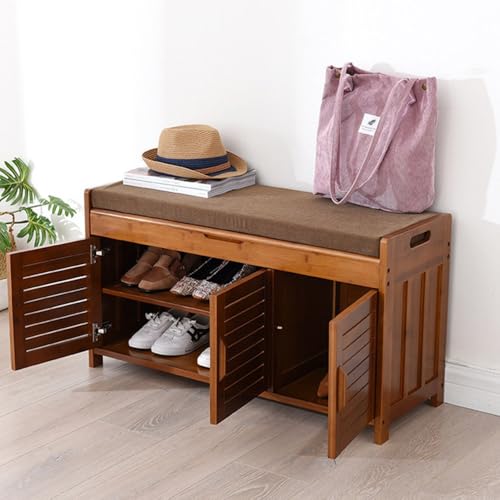 Banc de rangement en bois pour créer une entrée chaleureuse