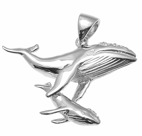 Arthur's Jewelry 925 sterling silver Hawaiian humpback whale mother baby pendant