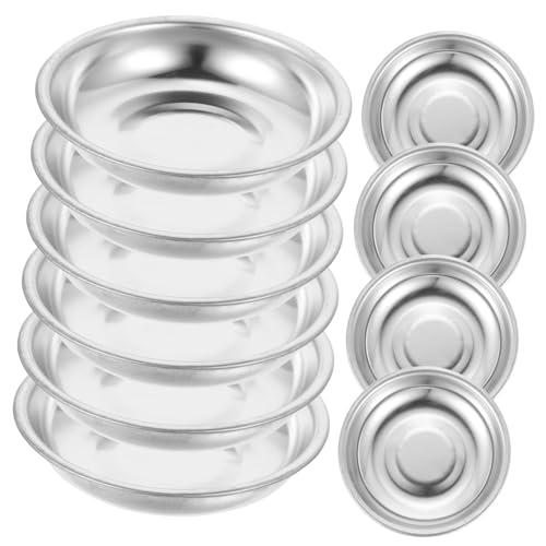 LOORGVEL 10 pezzi Piattini Rotondi per Condimenti in Acciaio Inossidabile Ciotole Piccole per Salse e Immersione Versatili per Oli Condimenti e Spezie Facili da Pulire per Riutilizzabile
