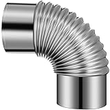 TEHAUX Edelstahl Ofenrohr Bogen Rostfrei Hitzebeständiger Kaminrohr Winkel für Holzofen Küchenofen und Schornstein Installieren Flexibel Einsetzbar als Abluft Rauchrohr Zubehör