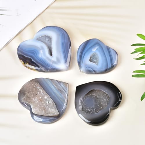 Jic Gem Large Agate Heart Crystal Geode Druzy Palm Worry Stone Reiki Crystals And Healing Stones 3.5-3.9" thumb #4