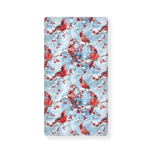 Image of Christmas Crib Sheets for Baby Girls Red Bird Soft Crib Sheets Standard Crib Mattress Cover Breathable Fitted Crib Sheet 28''x 52''