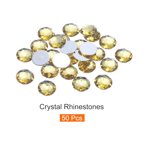Image of MECCANIXITY Flat Back Round Acrylic Rhinestones,14mm Light Brown Flatback Crystal Rhinestones for Crafts Clothes Shoes DIY Decoration Gifts 50Pcs