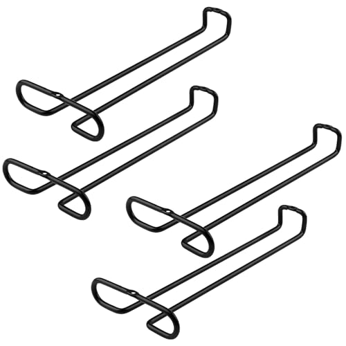 Vestamore Estante colgante para copas de vino, 4 piezas, soporte de metal negro debajo del armario para 4-6 copas, ideal para cocinas, caravanas