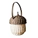 kaixinbukaixin Borsa portaoggetti in Rattan Fatta a Mano a Forma di pigne con Manico Cestino Portatile, Marrone + Bianco L