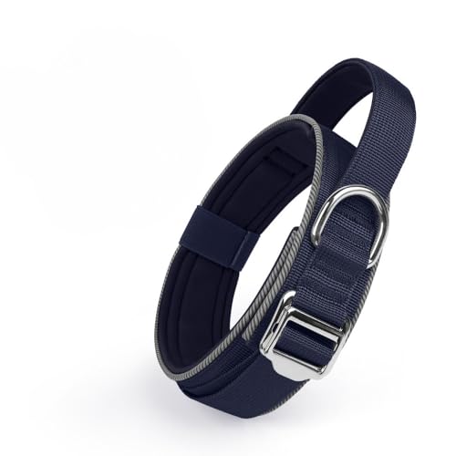 ペット用タクティカルカラー 屋外用反射犬用首輪 大型犬用首輪 トレーニング用犬用首輪 (L,ネイビーブルー)