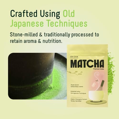 Image of OH CHA - Japanese Matcha Tea Powder | Premium Grade | 30gms - 30 Servings | Pure Authentic MatchaGreen Tea Powder Sourced from Shizuoka, Japan | Vegan, No Artificial Sweeteners, NON GMO | Best for Matcha Latte